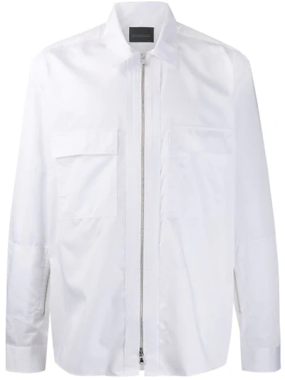 Diesel Black Gold Zip-up Double Button Shirt In White
