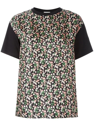 Moncler Floral Print Front Panel T In Black