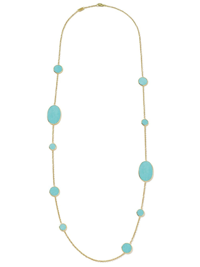 Ippolita 18kt Yellow Gold Polished Rock Candy Multi Shape Turquoise Station Necklace In Blue Pattern