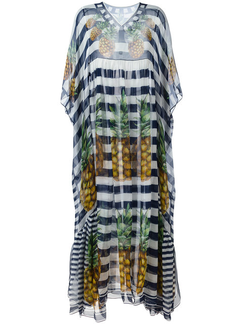 Dolce & Gabbana Pineapple Print Striped Maxi Dress | ModeSens