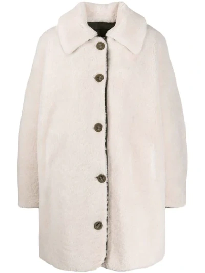Yves Salomon Single-breasted Oversized Coat In White