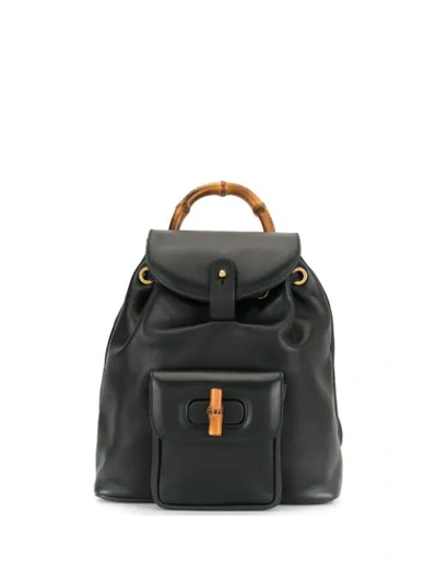 Pre-owned Gucci Bamboo Line Backpack In Black