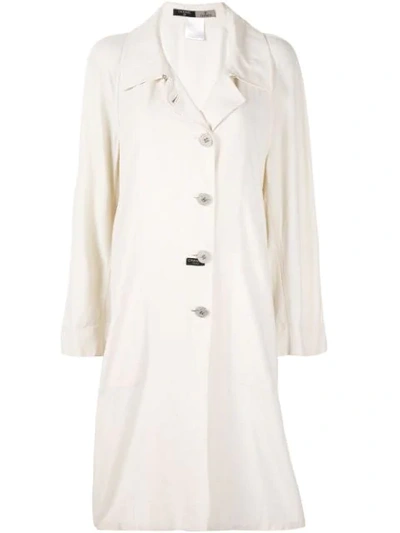 Pre-owned Chanel 1999s Duster Coat In White
