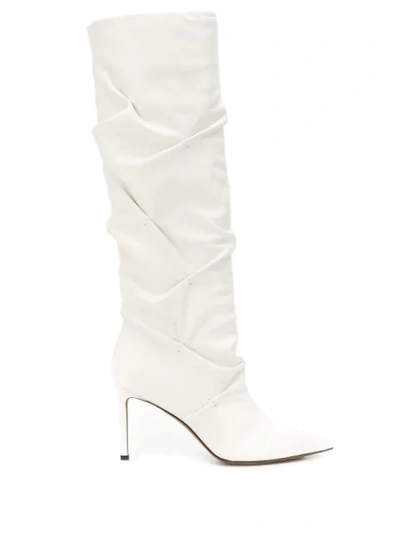 L'autre Chose Ruched Knee-length Boots In White