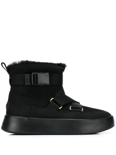 Ugg Strap Fastened Suede Boots In Black