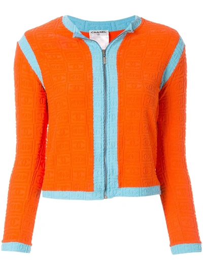 Pre-owned Chanel 2002 Sports Line Zip Up Jacket In Orange