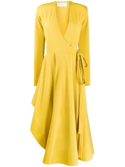 Esteban Cortazar Asymmetric Wrap Dress In Yellow