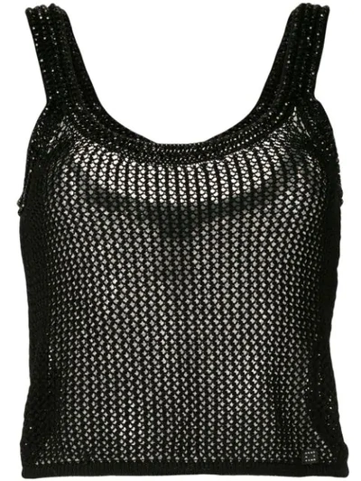 Pre-owned Chanel Knitted Mesh Waistcoat In Black