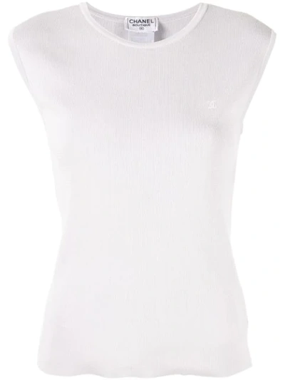 Pre-owned Chanel 1998's Knitted Tank Top In White