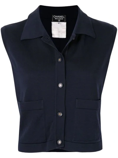 Pre-owned Chanel Cc Button Vest In Blue