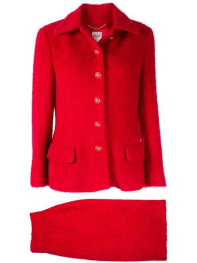 Pre-owned Celine Single Breasted Set Up Suit In Red