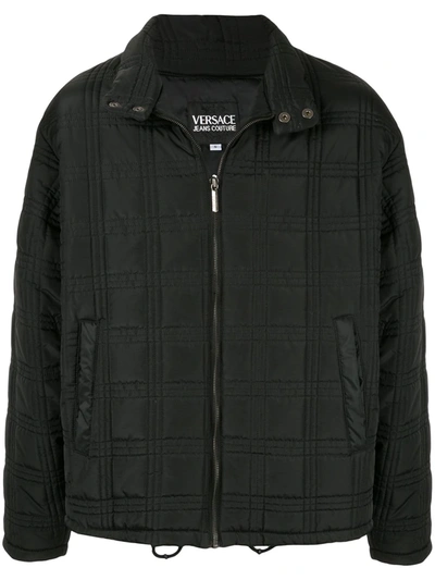 Pre-owned Versace Medusa Button Zip Up Jacket In Black