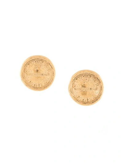 Pre-owned Chanel Rue Cambon Button Clip-on Earrings In Gold