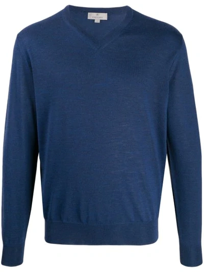 Canali V-neck Sweater In Blue