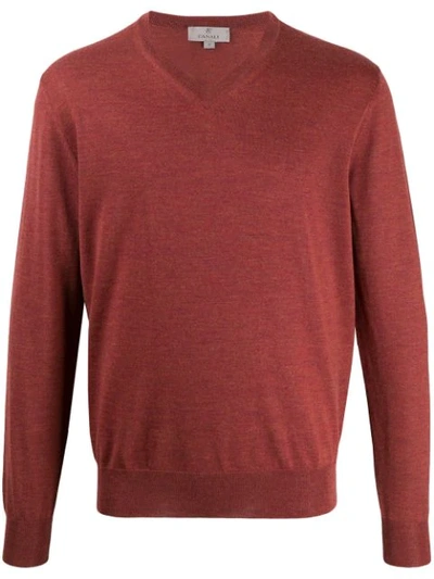 Canali V-neck Sweatshirt In Red