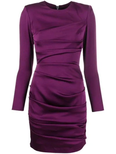 Alex Perry Fitted Ruched Dress In Purple