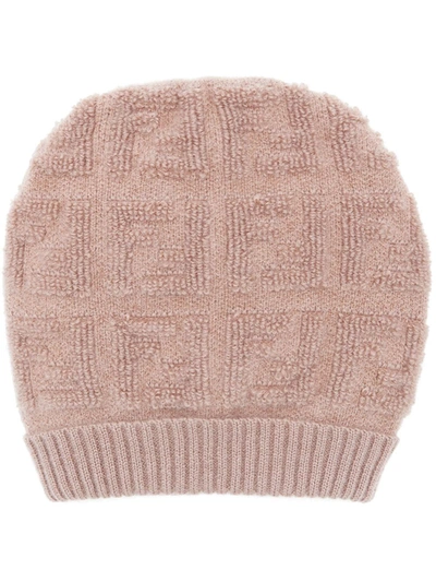 Fendi Ff Textured Beanie In Neutrals