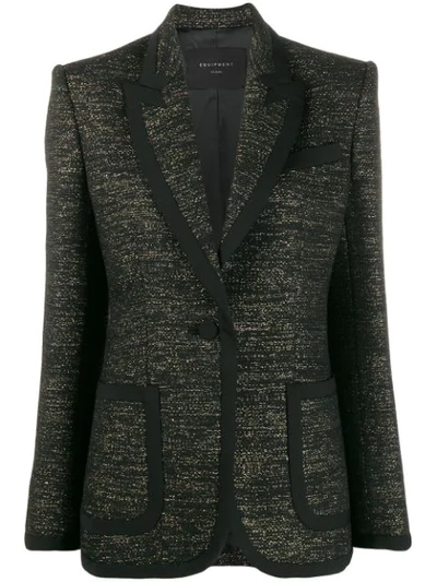 Equipment Fitted Metallic-threaded Blazer In Black