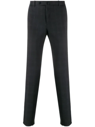 Incotex Cropped Check Patterned Trousers In Grey