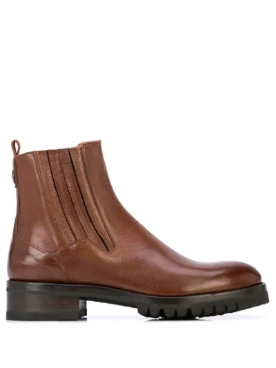 Alberto Fasciani Yara Burnished Ankle Boots In Brown