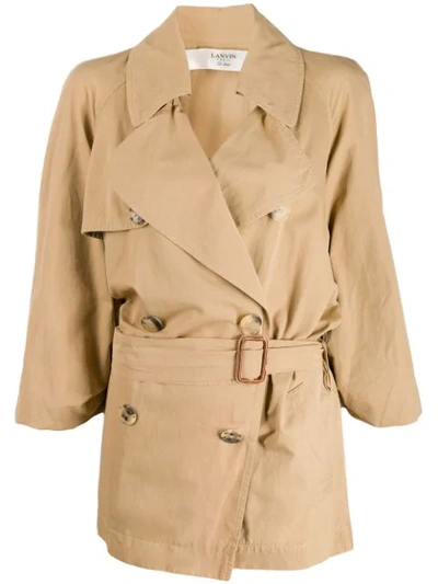 Pre-owned Lanvin 2007 Belted Trench Coat In Neutrals