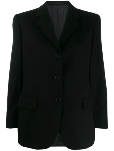 Pre-owned Burberry 1990s Buttoned Boxy Blazer In Black
