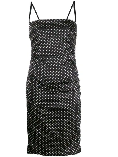 Pre-owned Dolce & Gabbana 1990s Polka Dotted Fitted Dress In Black