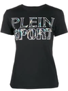 Plein Sport Leopard Print Logo T-shirt In 02 Black