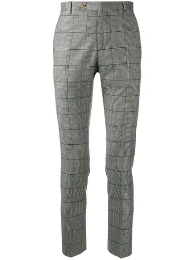 Entre Amis Check Tailored Trousers In Grey