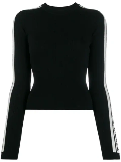 Fiorucci Knitted Ribbed Logo Jumper In Black