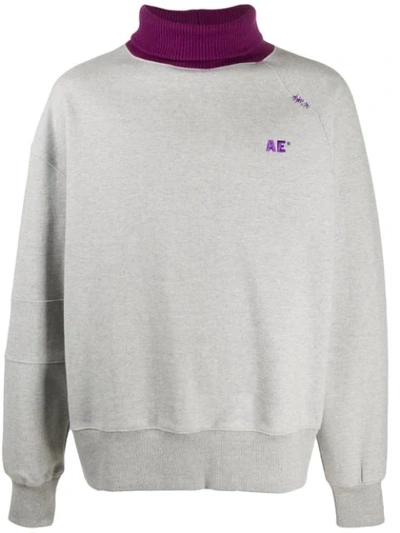 Ader Error Contrast-rollneck Sweatshirt In Grey