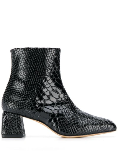 Kalda Marti Snakeskin Ankle Boots In Black