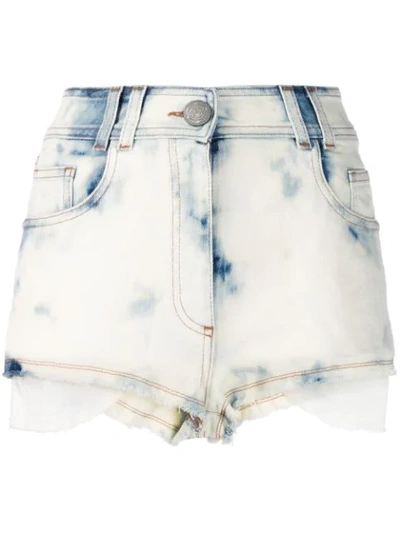 Balmain Acid Wash Denim Shorts In Sab