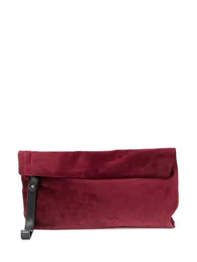 Ann Demeulemeester Suede Roll Tote Bag In Red