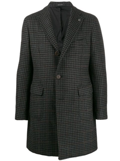 Tagliatore Logo Plaque Houndstooth Blazer In Grey