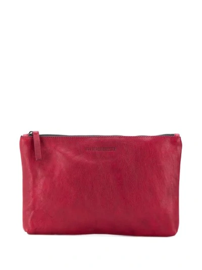 Ann Demeulemeester Embossed Zipped Clutch In Red