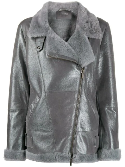 Lorena Antoniazzi Fur Trim Jacket In Grey