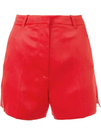 Mugler High-waisted Pleated Shorts In Red
