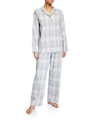 Hanro Edda Plaid Cotton Flannel Pajama Set In Gray Pattern