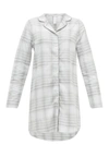 Hanro Edda Plaid Cotton Flannel Long-sleeve Sleepshirt In Grey Check