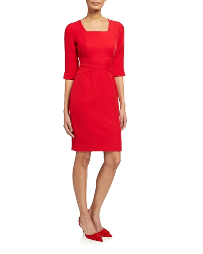 Donna Karan Square-neck Sheath Dress In Lacquer Red
