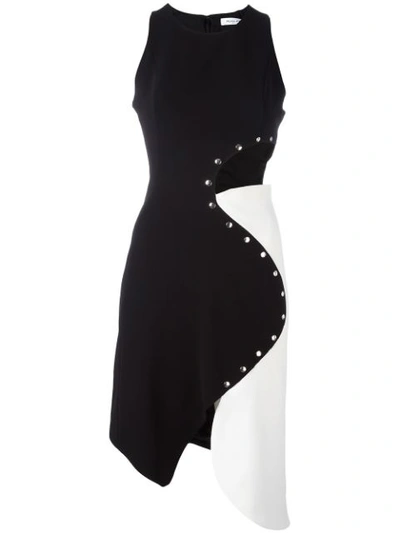 Mugler Studded Two-tone Cady Dress, Black/white