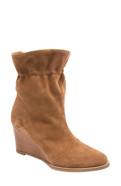 Andre Assous Women's Sol Cinched Wedge Heel Boots In Cognac Suede