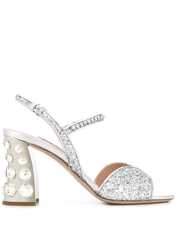 jewelled block heel sandals