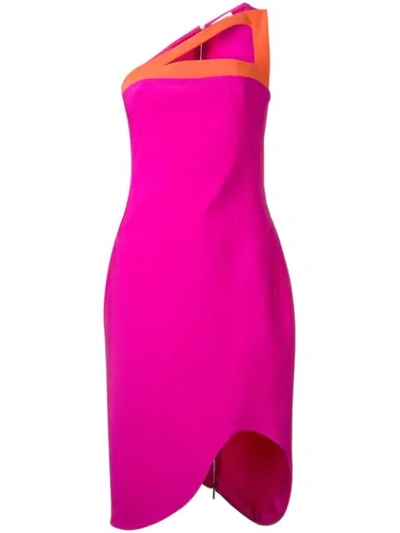 Mugler Contrast Fitted Dress In Pink