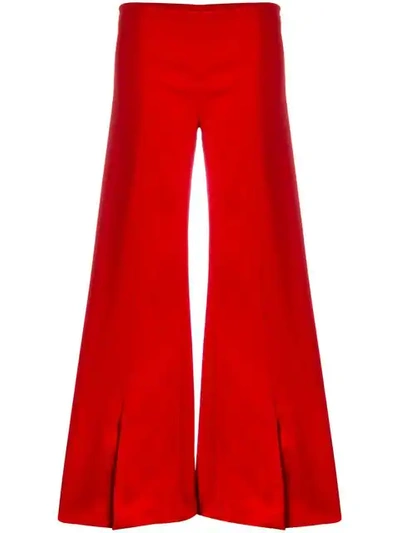 Mugler Flared Viscose Stretch Cady Pants In Red