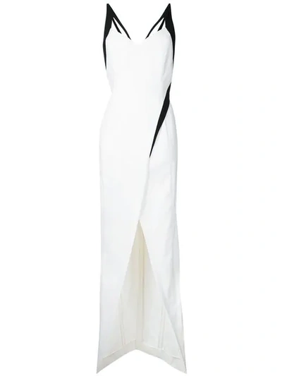 Mugler Two Tone Low Back Stretch Cady Dress In White