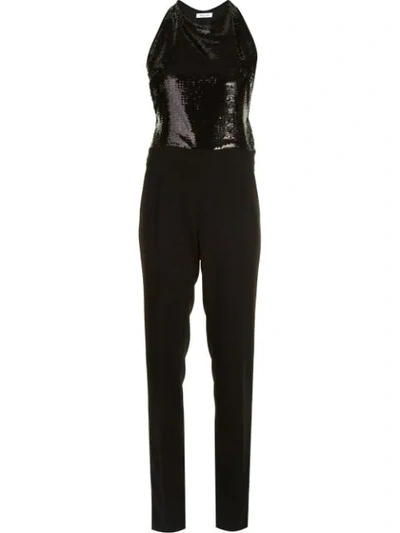 Mugler Sleeveless Jumpsuit With Sequined Bodice, Black