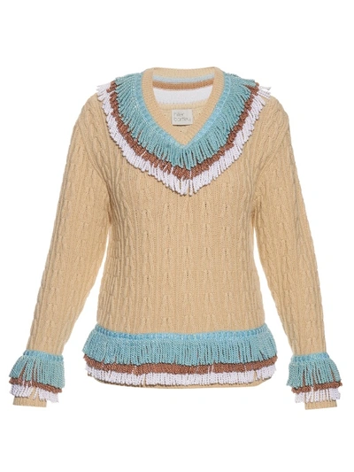 Hillier Bartley Embellished Cashmere And Cotton Sweater In Beige