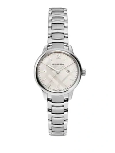 Burberry Classic Round Stainless Steel Bracelet Watch In Silver